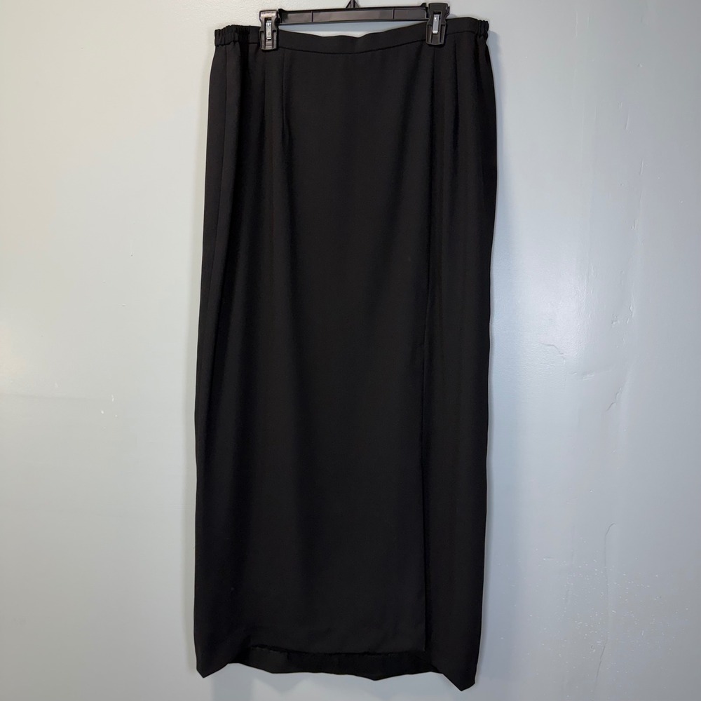 Adrianna Papell Evening Essentials VTG Black Maxi‎ Skirt Side Slit Plus Size 16W